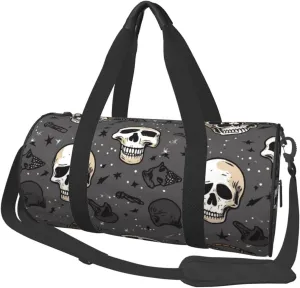 Duffel Bag for Men Women Small Gym Bag Skull and lightning Travel Duffel Bag Waterproof Overnight Bag for Sports Workout