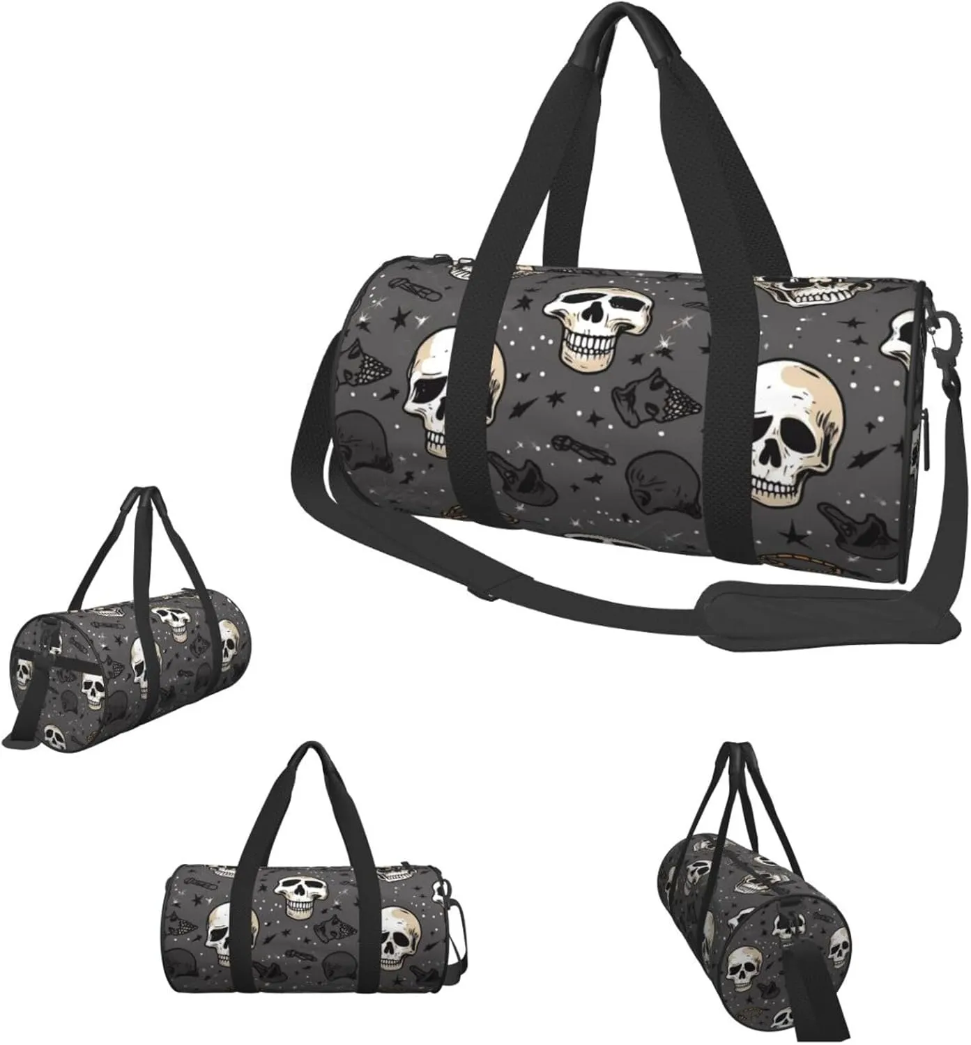 Duffel Bag for Men Women Small Gym Bag Skull and lightning Travel Duffel Bag Waterproof Overnight Bag for Sports Workout