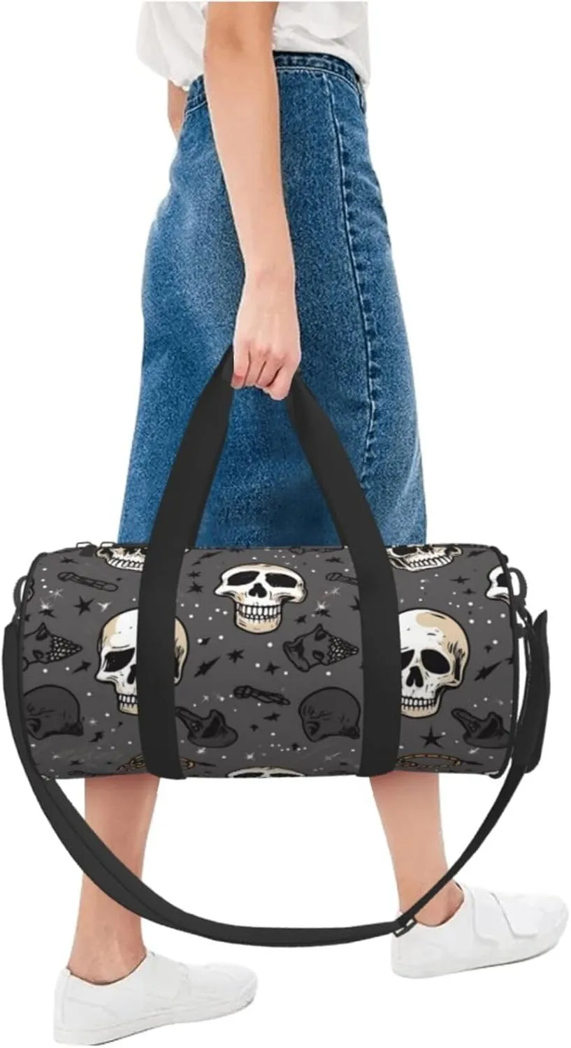 Duffel Bag for Men Women Small Gym Bag Skull and lightning Travel Duffel Bag Waterproof Overnight Bag for Sports Workout