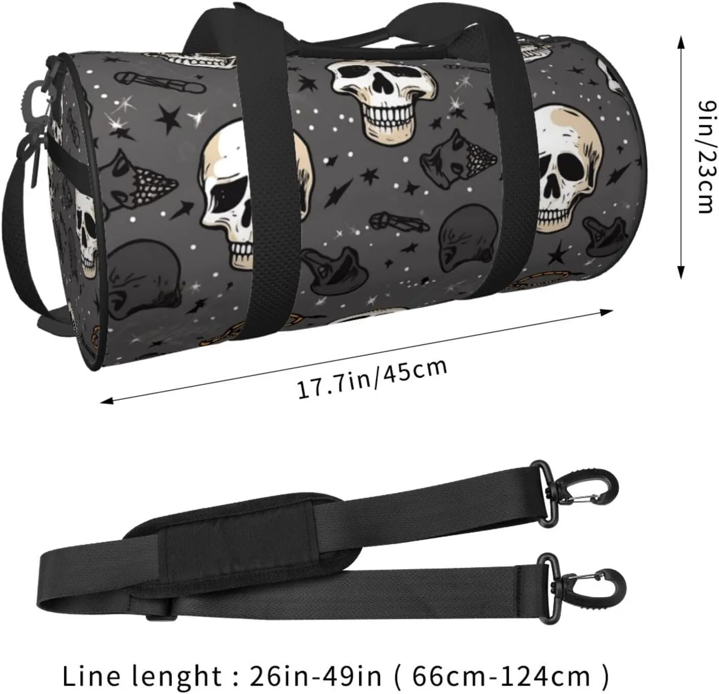 Duffel Bag for Men Women Small Gym Bag Skull and lightning Travel Duffel Bag Waterproof Overnight Bag for Sports Workout