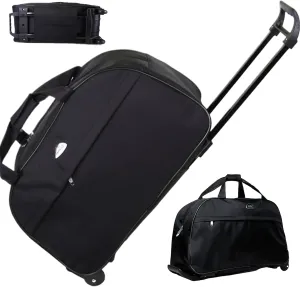 Duffel Bag with Wheels, 20.5inch Waterproof Carry On Weekender Bag, Rolling Duffle Bag with Wheels, Fashion Travel Bags, Gym Bag for Men Women (Black)