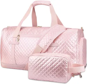 Duffle Bag for Travel - Weekender Bag with Cosmetic Bag Overnight Bag for Women with Shoe Compartment 37L Carry On Gym Bag with Wet Pocket Business Trips Sports Hospital Bags for Labor and Delivery