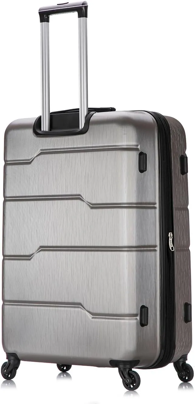 DUKAP RODEZ Hardside Luggage Set with Ergonomic Handles and TSA Lock | Spacious Travel Suitcase with Four Spinner Wheels and Studs | (20/24/28) 3 Piece Luggage Set | Silver