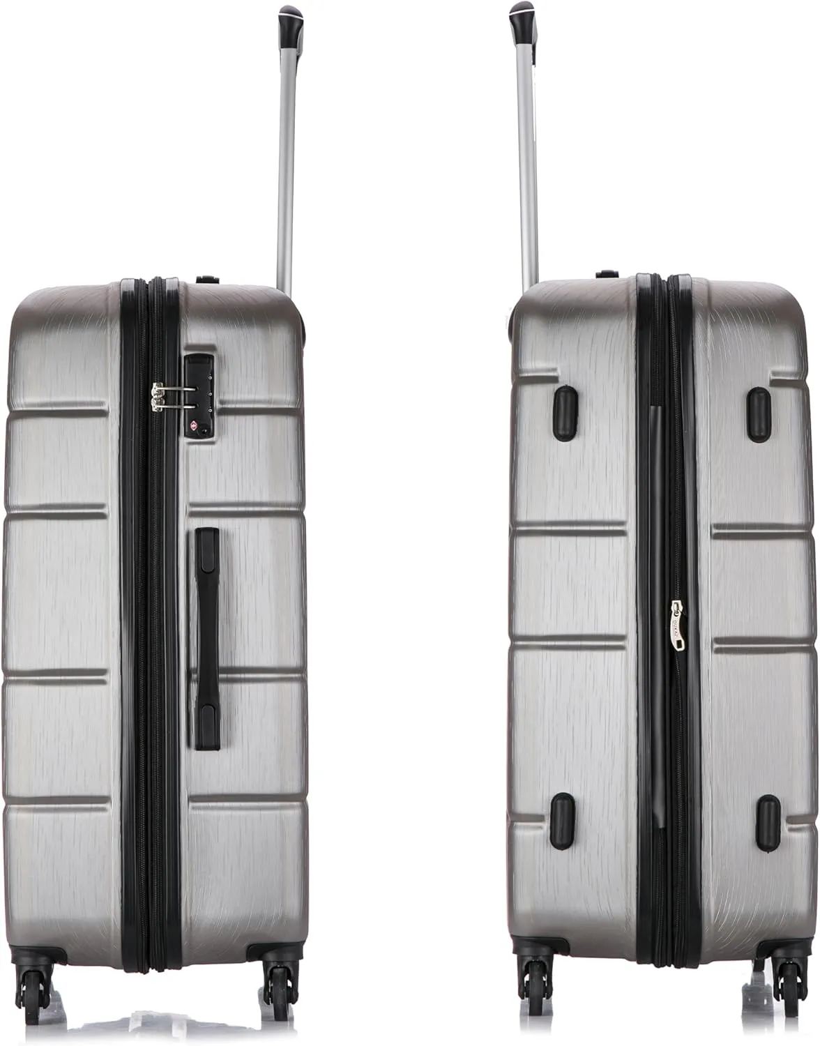 DUKAP RODEZ Hardside Luggage Set with Ergonomic Handles and TSA Lock | Spacious Travel Suitcase with Four Spinner Wheels and Studs | (20/24/28) 3 Piece Luggage Set | Silver