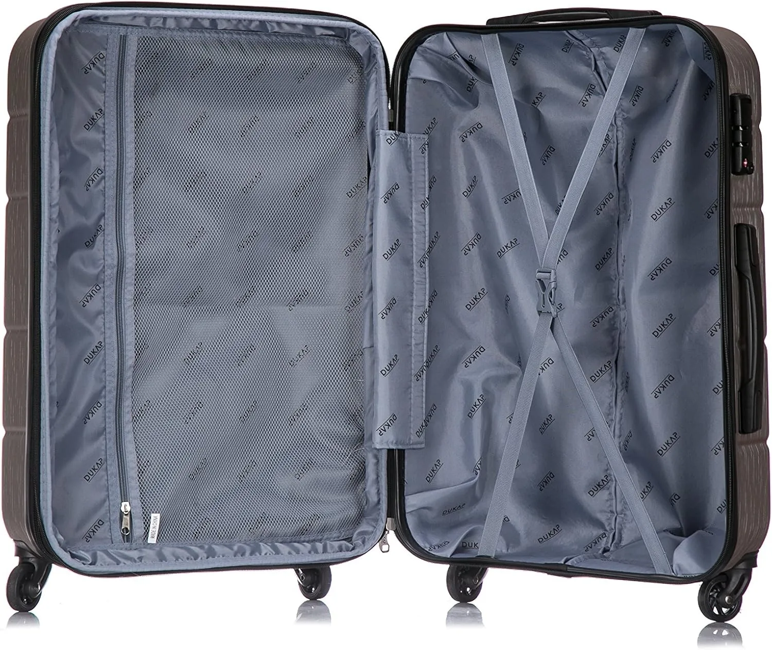 DUKAP RODEZ Hardside Luggage Set with Ergonomic Handles and TSA Lock | Spacious Travel Suitcase with Four Spinner Wheels and Studs | (20/24/28) 3 Piece Luggage Set | Silver