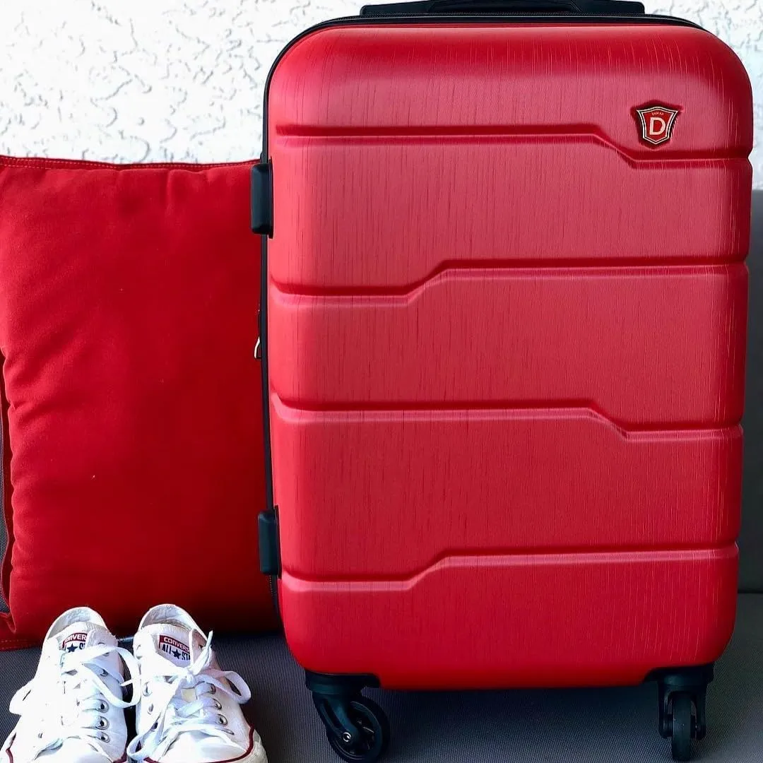 DUKAP RODEZ Hardside Luggage with Ergonomic Handles and TSA Lock | Spacious Traveling Suitcase Travel Suitcase with Four Spinner Wheels and Studs | 20 Inch Carry On Luggage | Red