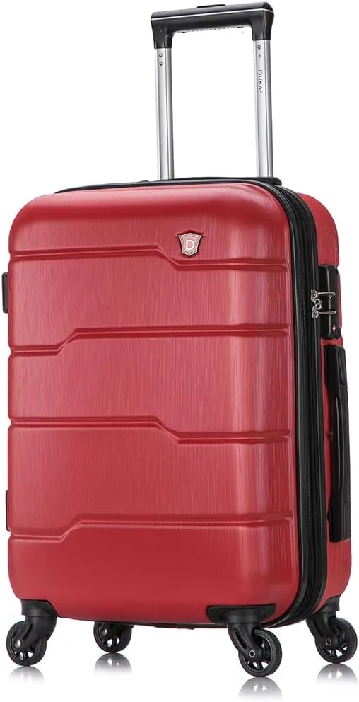 DUKAP RODEZ Hardside Luggage with Ergonomic Handles and TSA Lock | Spacious Traveling Suitcase Travel Suitcase with Four Spinner Wheels and Studs | 20 Inch Carry On Luggage | Red