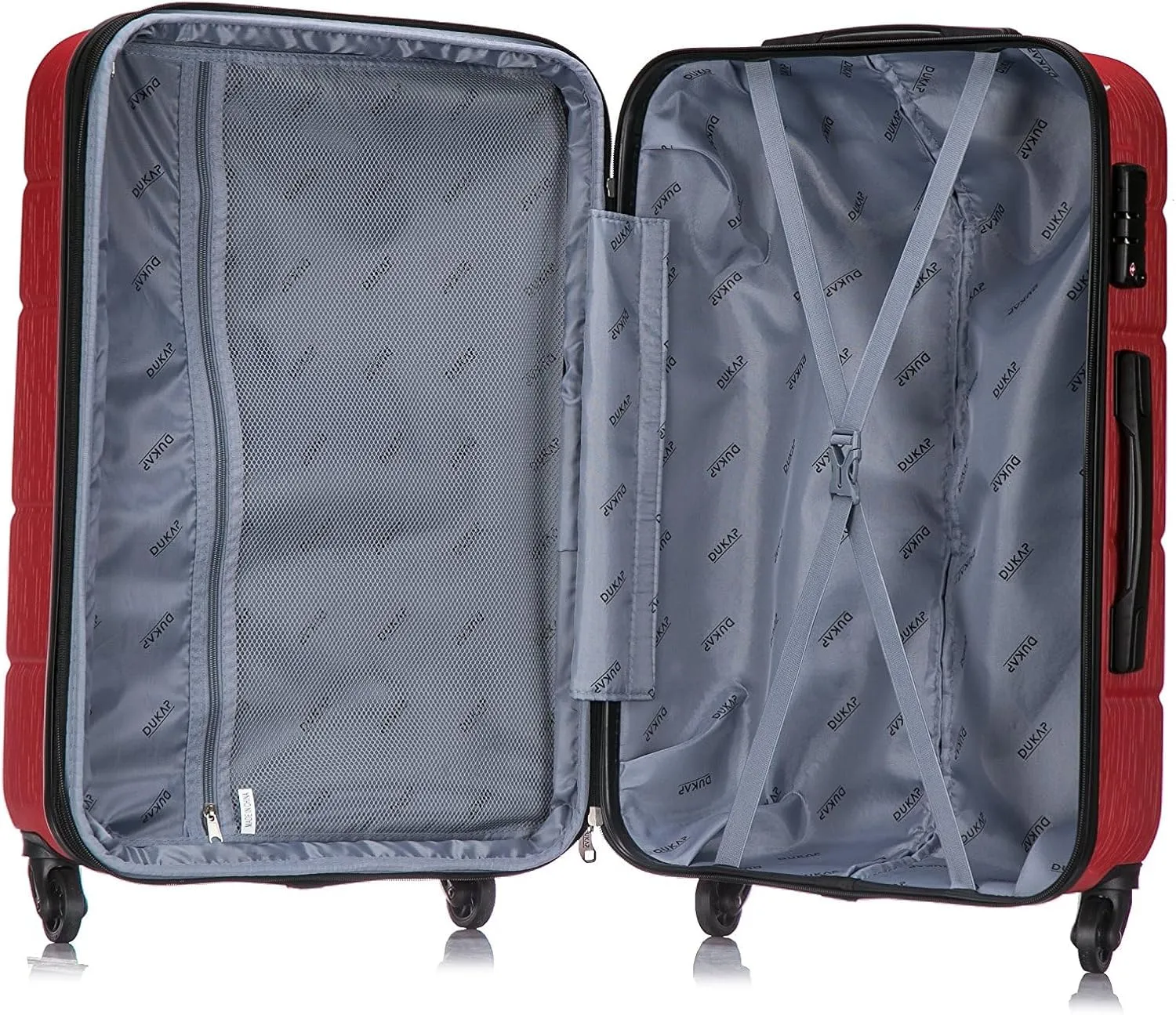 DUKAP RODEZ Hardside Luggage with Ergonomic Handles and TSA Lock | Spacious Traveling Suitcase Travel Suitcase with Four Spinner Wheels and Studs | 20 Inch Carry On Luggage | Red