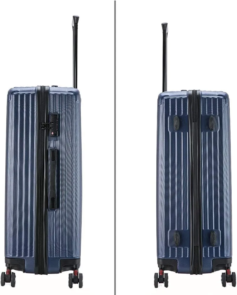 DUKAP STRATOS 28 Inch Large Hardside Luggage with GEL Handle and TSA Lock Travel Suitcase with Spinner Wheels and Studs Blue