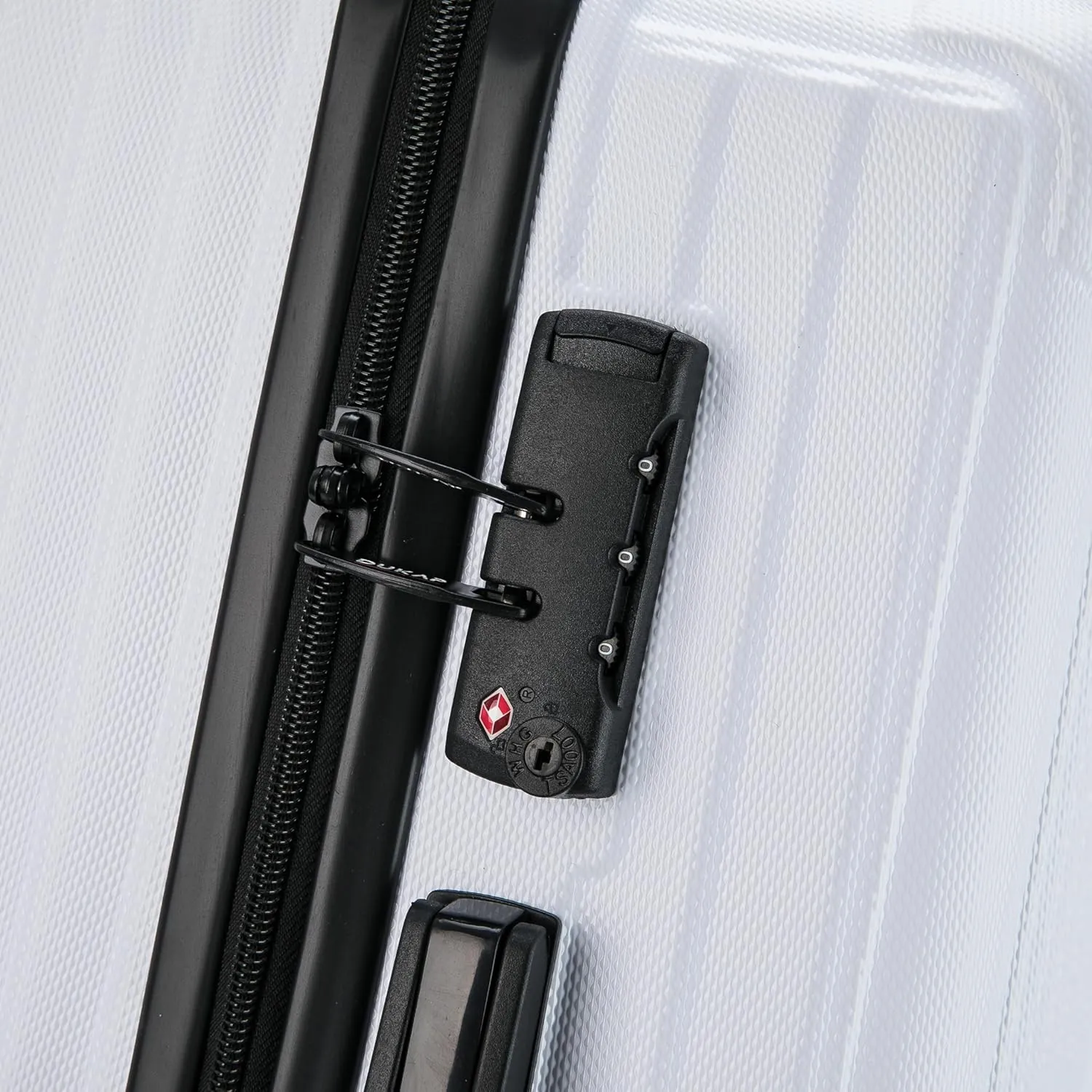 DUKAP STRATOS 28 Inch Large Hardside Luggage with GEL Handle and TSA Lock Travel Suitcase with Spinner Wheels and Studs White