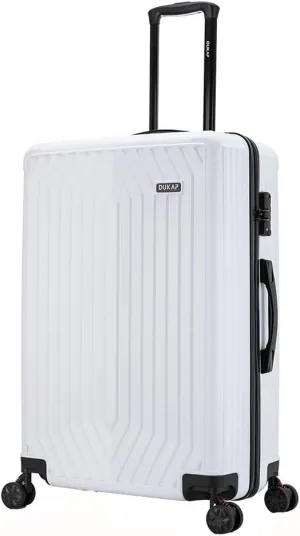 DUKAP STRATOS 28 Inch Large Hardside Luggage with GEL Handle and TSA Lock Travel Suitcase with Spinner Wheels and Studs White