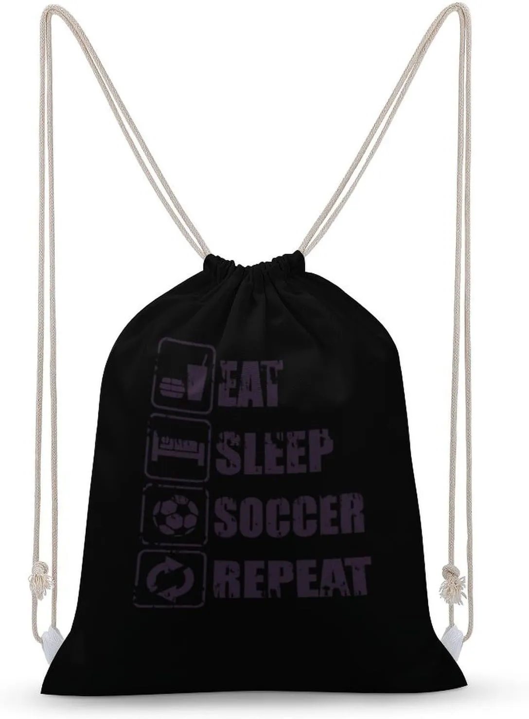 Eat Sleep Soccer Repeat Fashion Drawstring Backpack Waterproof Travel Sports Gym Bag Unisex