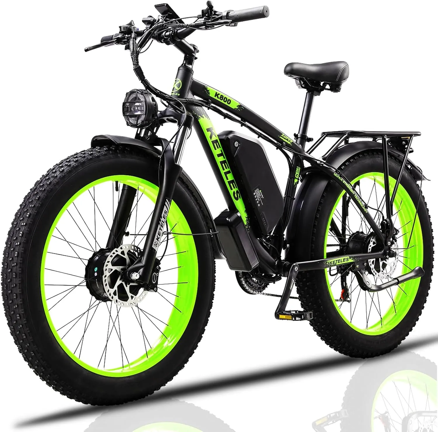 Electric Bike 1000W/2000W Motor, UL Certified, 48V 15/23AH Removable Battery, 26" Fat Tire All-Terrain Ebike, Aluminum Frame, Dual Hydraulic Suspension, Front and Rear Lights, 28-32MPH