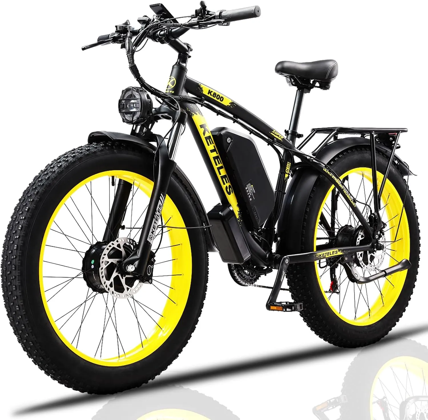 Electric Bike 1000W/2000W Motor, UL Certified, 48V 15/23AH Removable Battery, 26" Fat Tire All-Terrain Ebike, Aluminum Frame, Dual Hydraulic Suspension, Front and Rear Lights, 28-32MPH