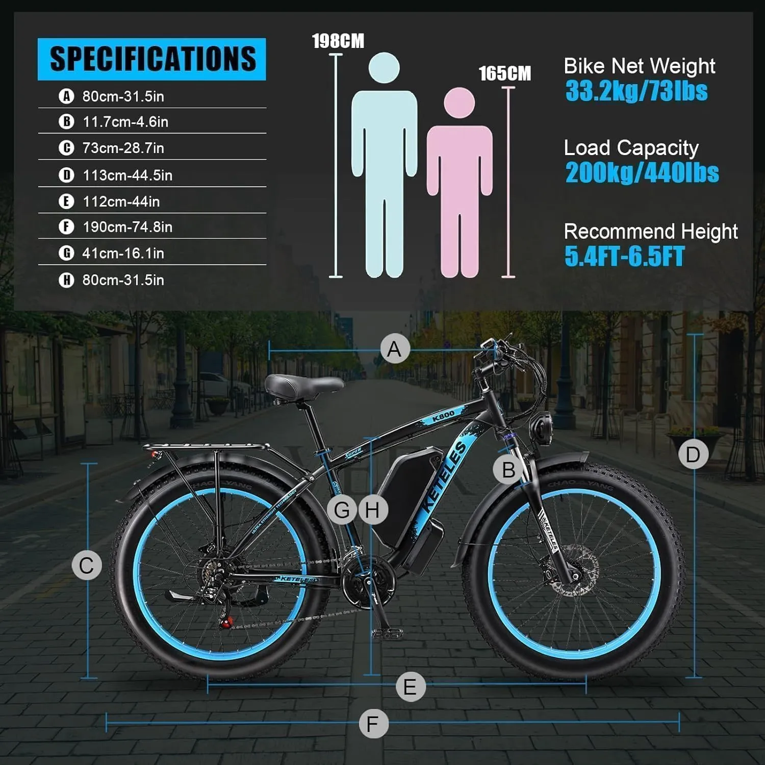 Electric Bike 1000W/2000W Motor, UL Certified, 48V 15/23AH Removable Battery, 26" Fat Tire All-Terrain Ebike, Aluminum Frame, Dual Hydraulic Suspension, Front and Rear Lights, 28-32MPH