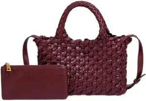 Elegant Braided Tote Bag with Removable Shoulder Strap and Clutch