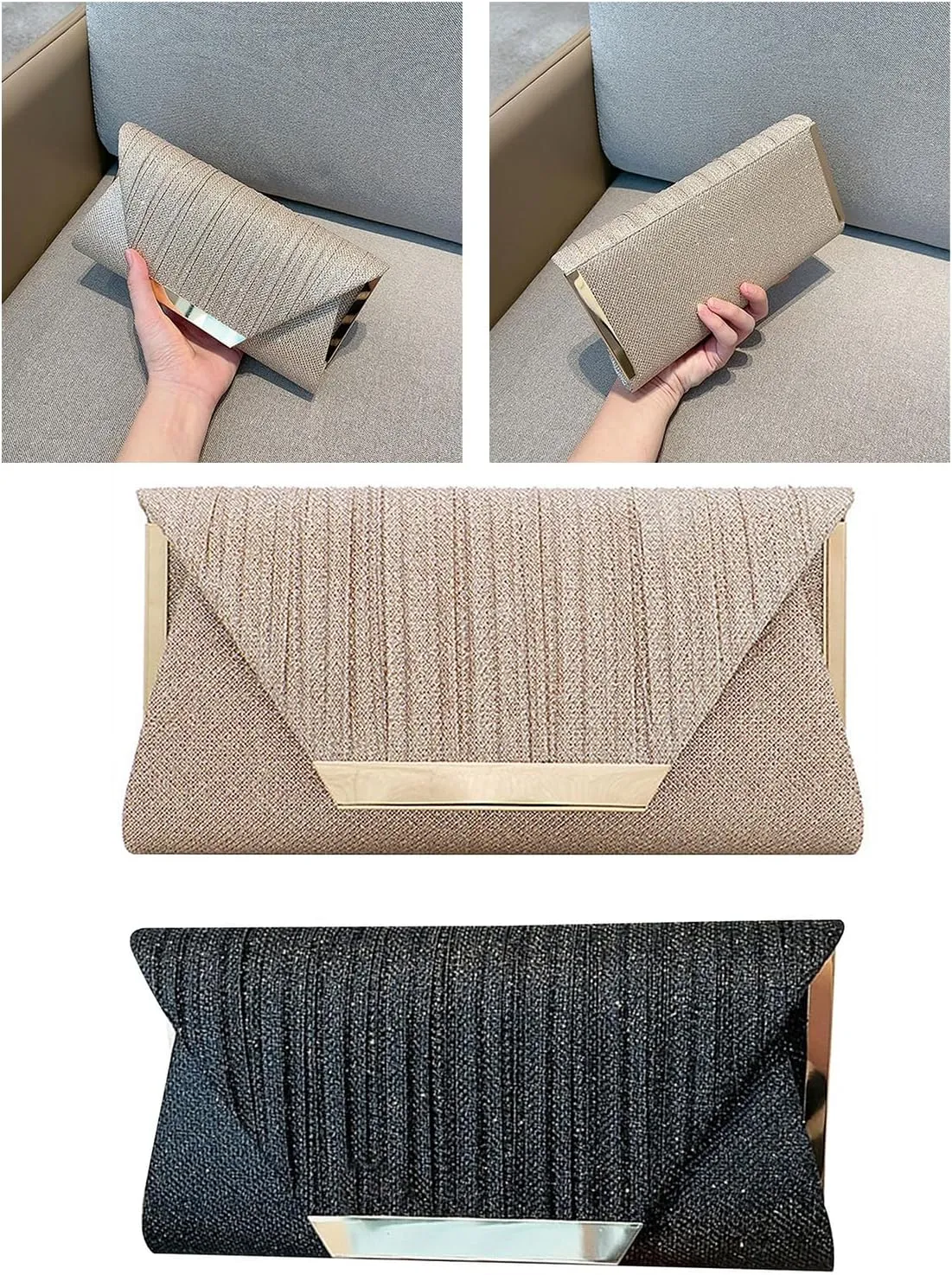 Elegant Glittering Bag with Chain for Women Fashion Crossbody Shoulder Bag Evening Purse for Wedding and Parties