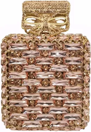 Elegant Perfume Bottle Shape Evening Bag for Women Sparkly Rhinestones Bride Wedding Purse