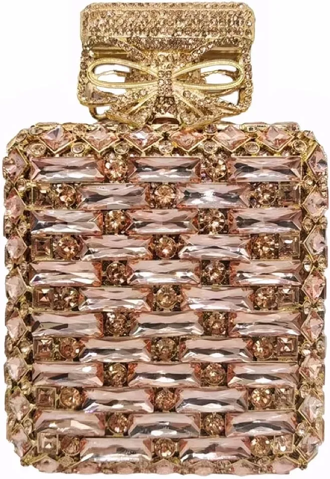 Elegant Perfume Bottle Shape Evening Bag for Women Sparkly Rhinestones Bride Wedding Purse