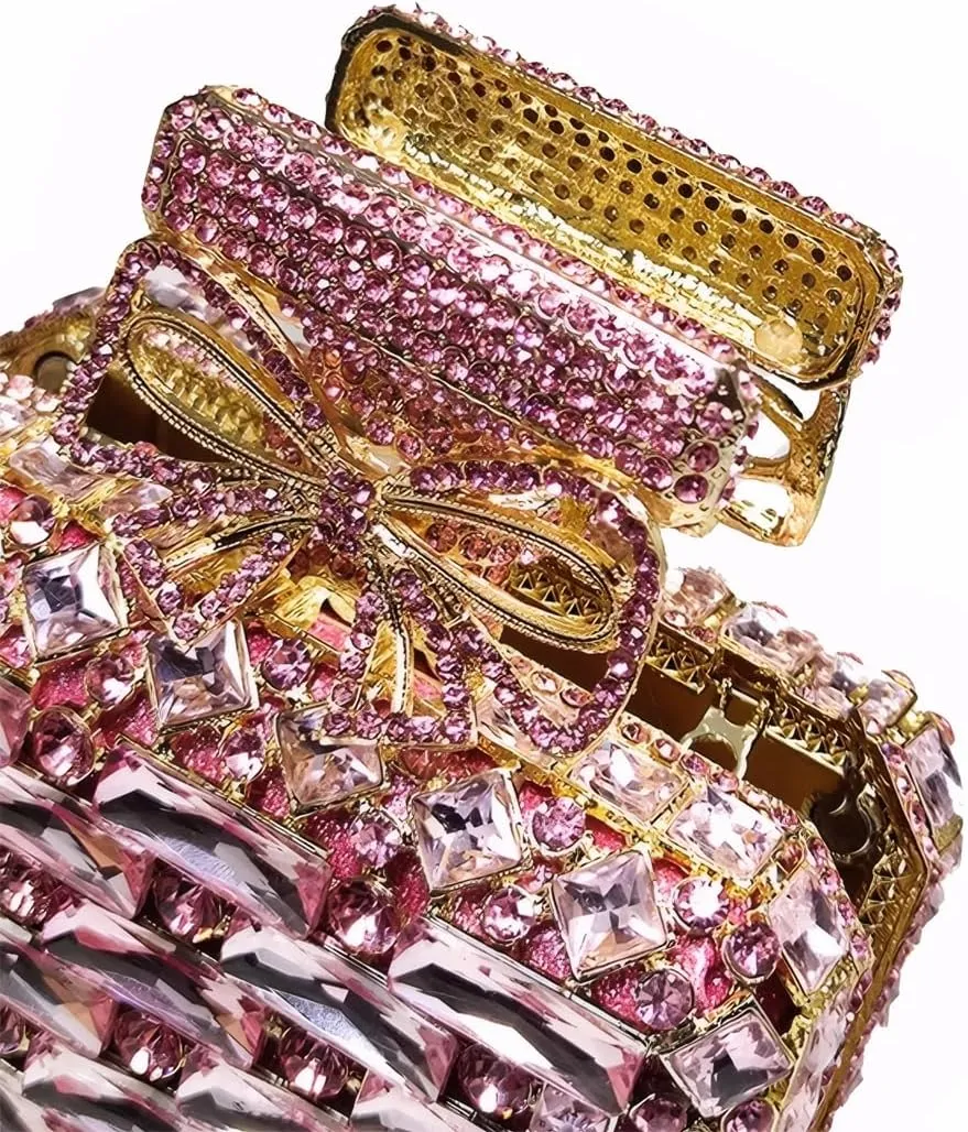 Elegant Perfume Bottle Shape Evening Bag for Women Sparkly Rhinestones Bride Wedding Purse