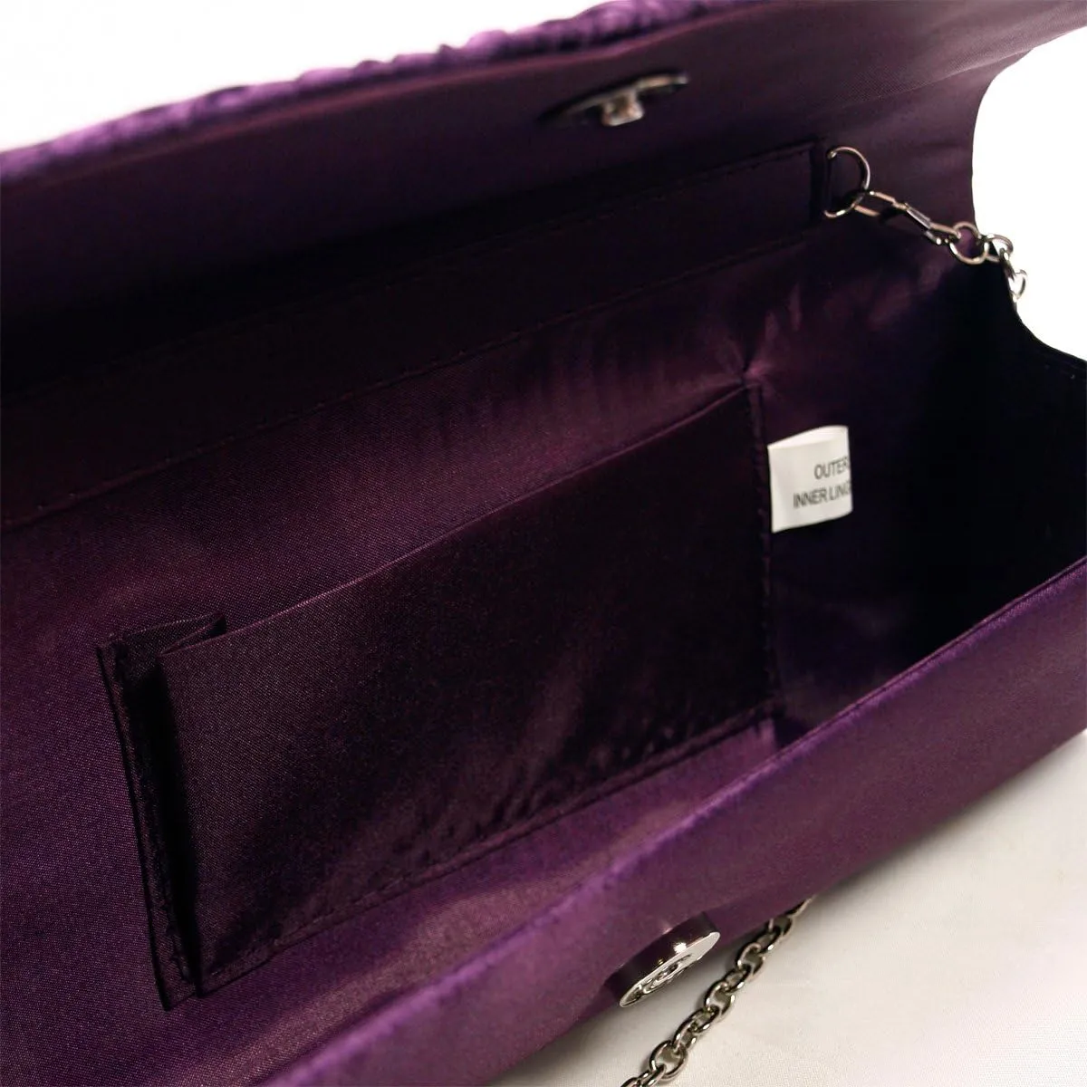 Elegant Pleated Satin Flap Crystal Clutch Evening Bag - Diff Colors Avail