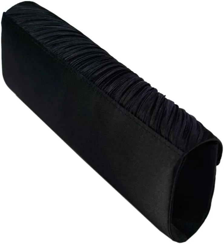 Elegant Pleated Satin Flap Crystal Clutch Evening Bag - Diff Colors Avail