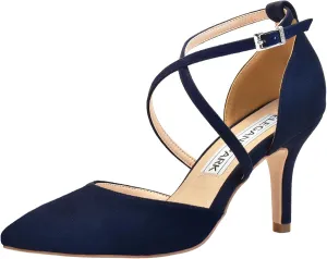 ELEGANTPARK Heels for Women Closed Toe Strappy Pointed High Heel Pumps Satin Pointy Wedding Evening Dress Shoes