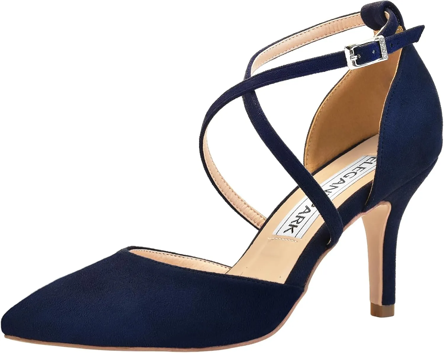 ELEGANTPARK Heels for Women Closed Toe Strappy Pointed High Heel Pumps Satin Pointy Wedding Evening Dress Shoes