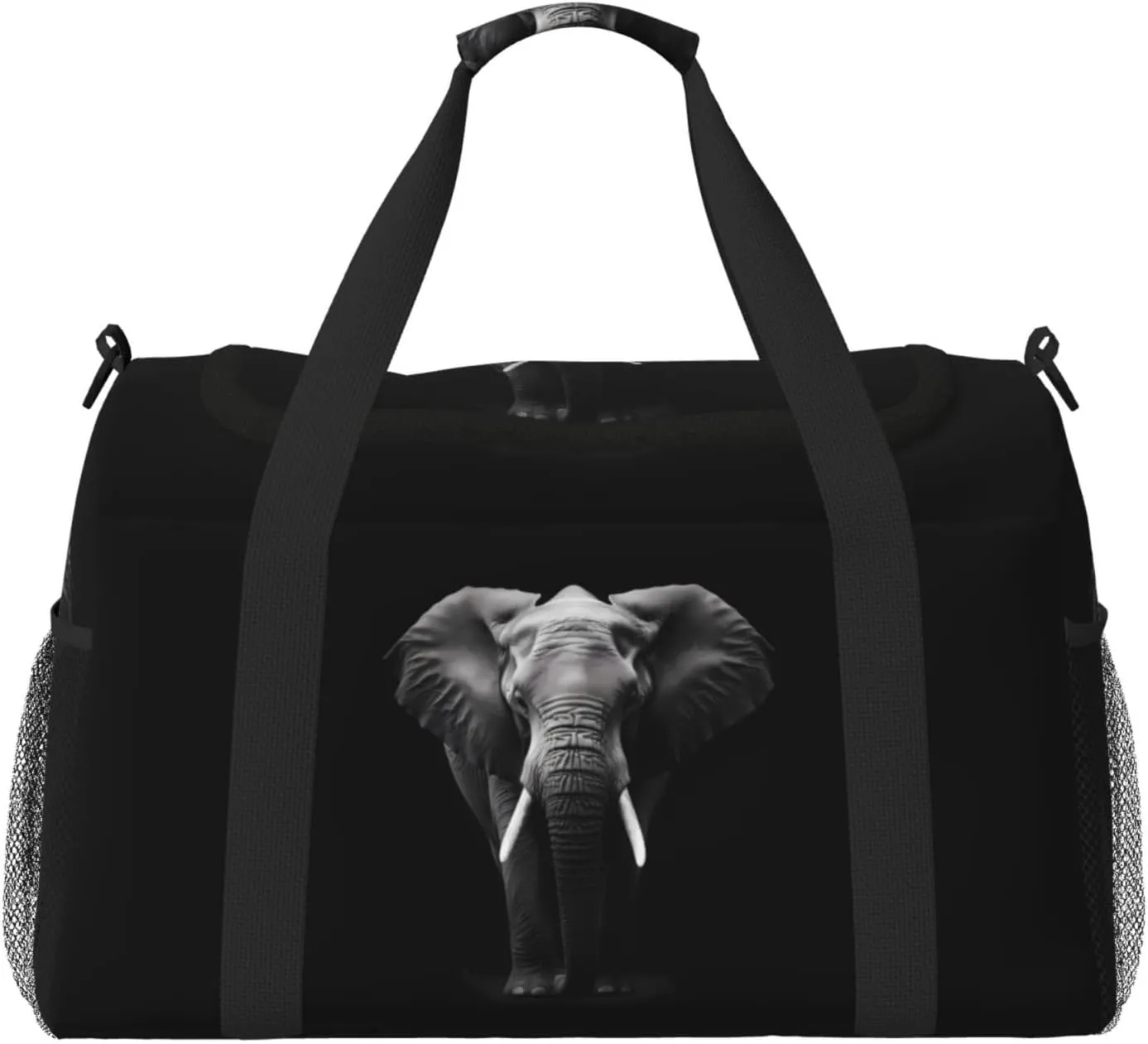 Elephant Black Travel Weekender Overnight Bags Foldable Hand Travel Bag Sport Gym Duffel Bag For Men Women