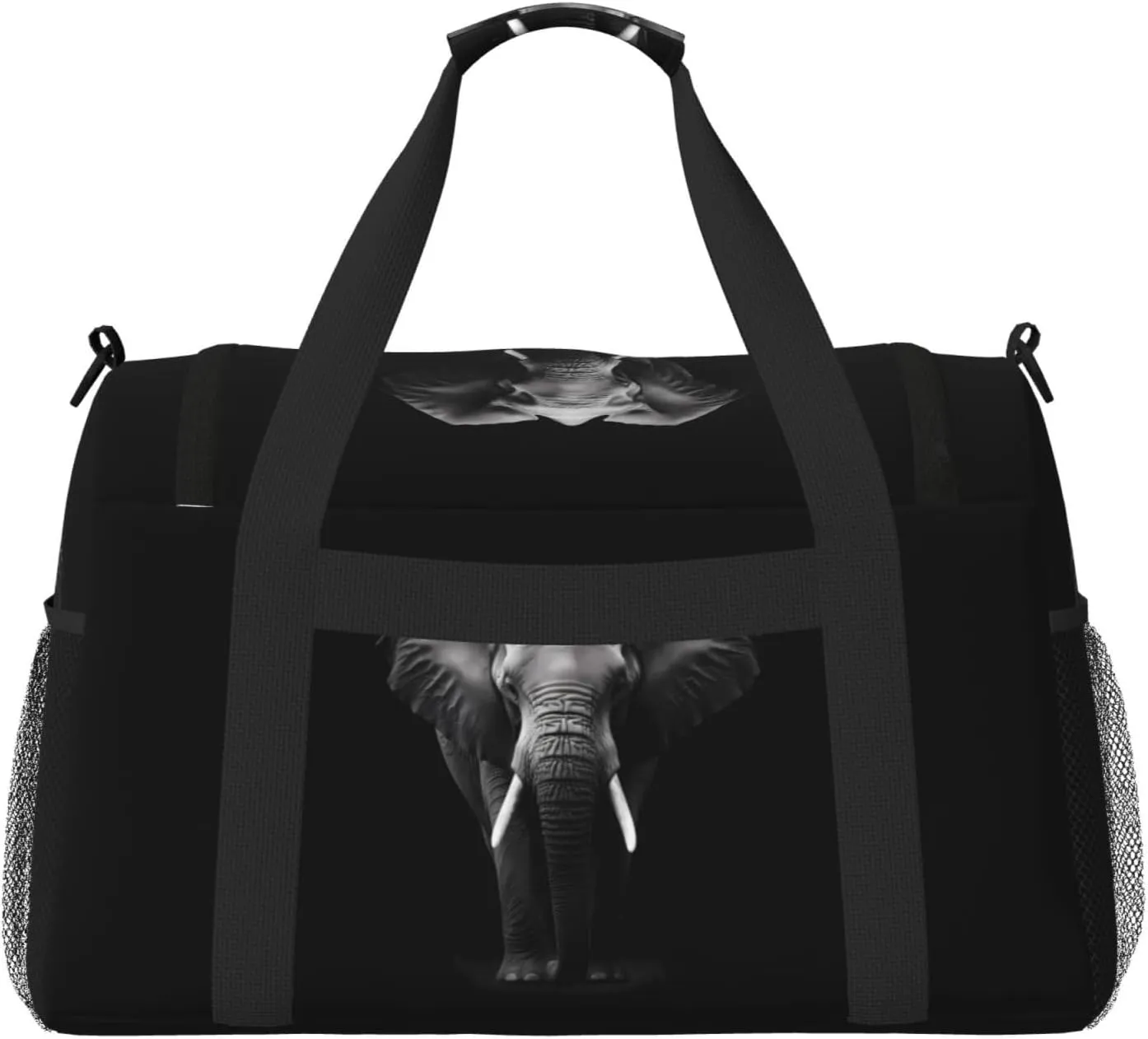 Elephant Black Travel Weekender Overnight Bags Foldable Hand Travel Bag Sport Gym Duffel Bag For Men Women