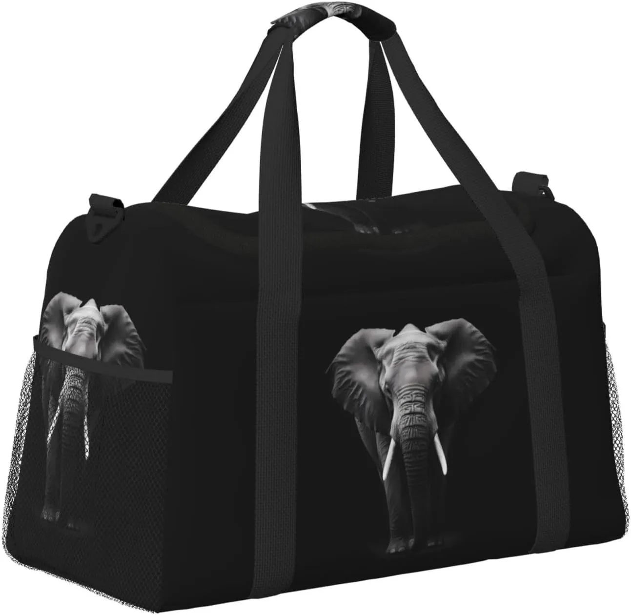 Elephant Black Travel Weekender Overnight Bags Foldable Hand Travel Bag Sport Gym Duffel Bag For Men Women