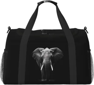 Elephant Black Travel Weekender Overnight Bags Foldable Hand Travel Bag Sport Gym Duffel Bag For Men Women