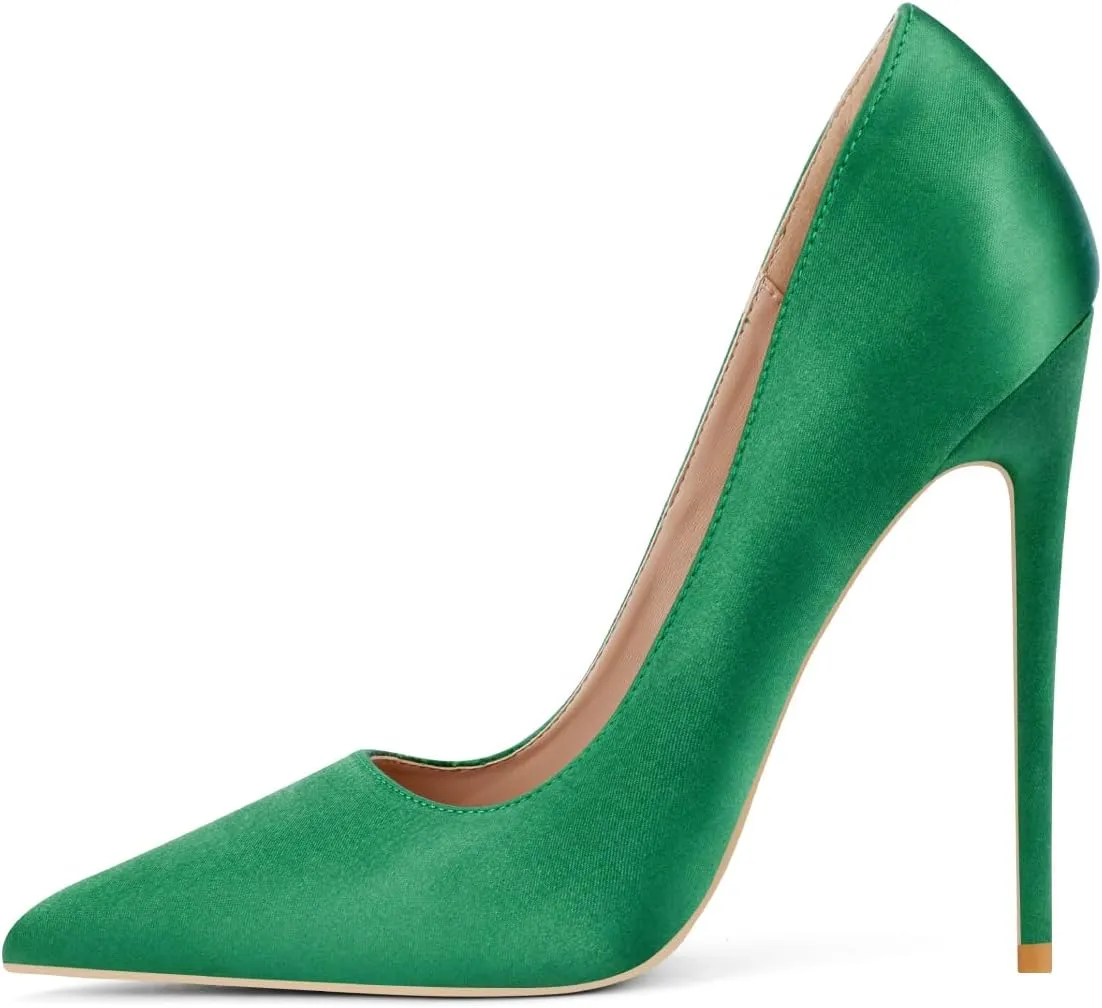 Elisabet Tang High Heels Womens Pointed Toe Heels Satin Pumps Stiletto Bridal Party Dress Evening Wedding Shoes for Woman