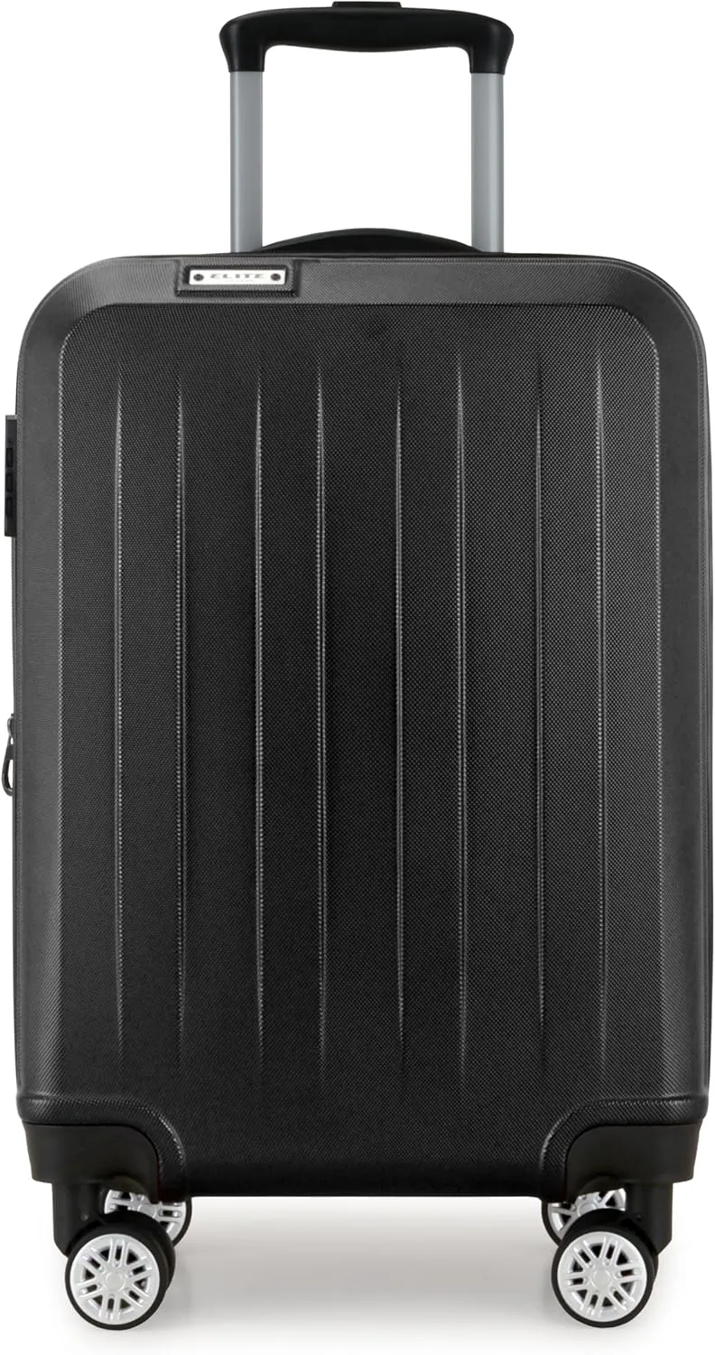 Elite Luggage Expandable Hardside Spinner Luggage, Black, Carry-on 21-Inch