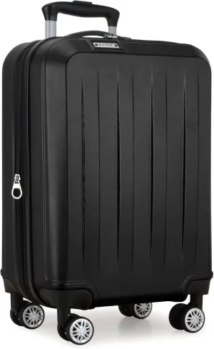 Elite Luggage Expandable Hardside Spinner Luggage, Black, Carry-on 21-Inch