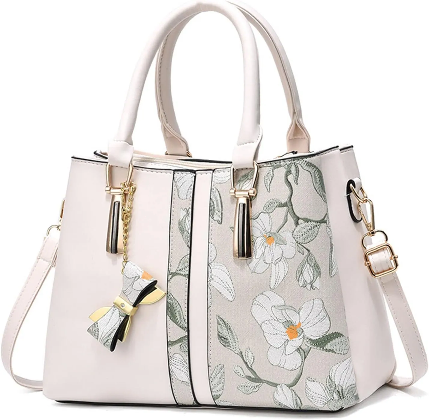 Embroidered Bags Large Capacity Handbag Fashion Shoulder Bags Shoulder Sling Bag (White, One Size)