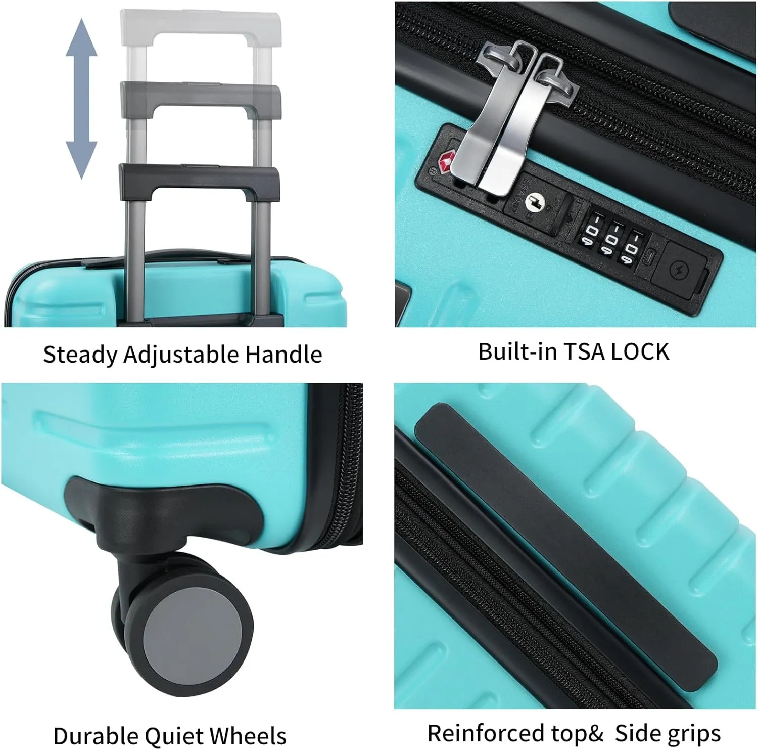 EMPSIGN Carry On Luggage with Spinner Wheels, Hard Shell Carry-On Suitcase 21x14x9 Airline Approved & Built-in TSA Lock, Durable Travel Rolling Suitcase, Carry-On 20-Inch, Lake Blue