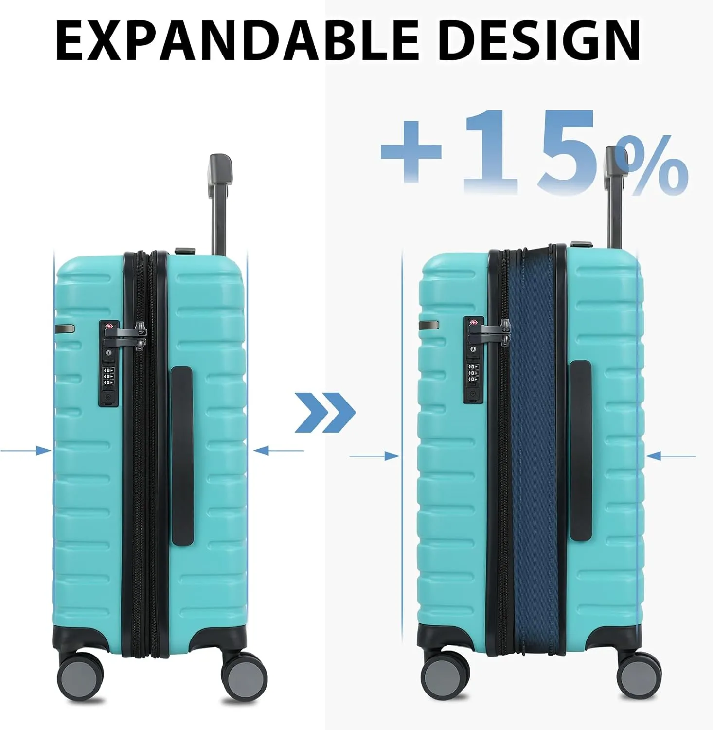 EMPSIGN Carry On Luggage with Spinner Wheels, Hard Shell Carry-On Suitcase 21x14x9 Airline Approved & Built-in TSA Lock, Durable Travel Rolling Suitcase, Carry-On 20-Inch, Lake Blue