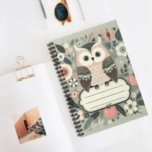 Enchanting Owl Spiral Notebook Pastel Flower Magic
