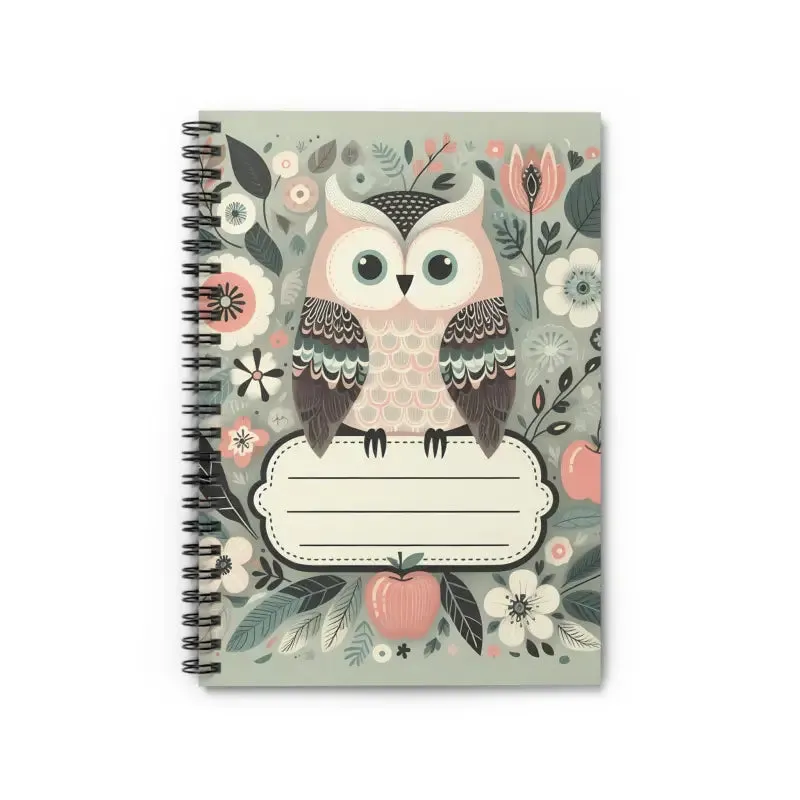Enchanting Owl Spiral Notebook Pastel Flower Magic