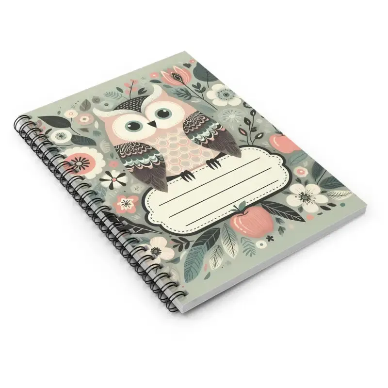 Enchanting Owl Spiral Notebook Pastel Flower Magic
