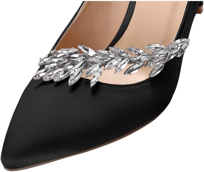 ERIJUNOR Pointed Toe Mid Heels Wedding Party Evening Dress Pumps for Women