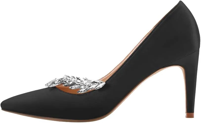 ERIJUNOR Pointed Toe Mid Heels Wedding Party Evening Dress Pumps for Women