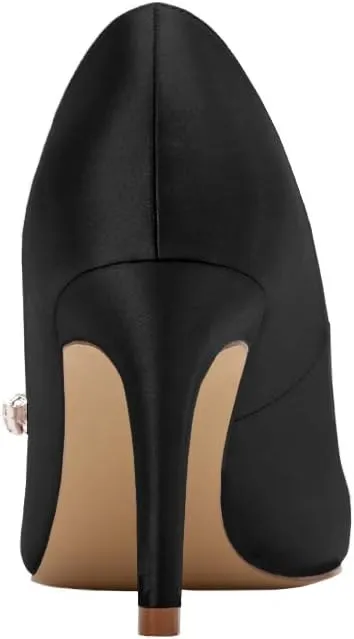 ERIJUNOR Pointed Toe Mid Heels Wedding Party Evening Dress Pumps for Women