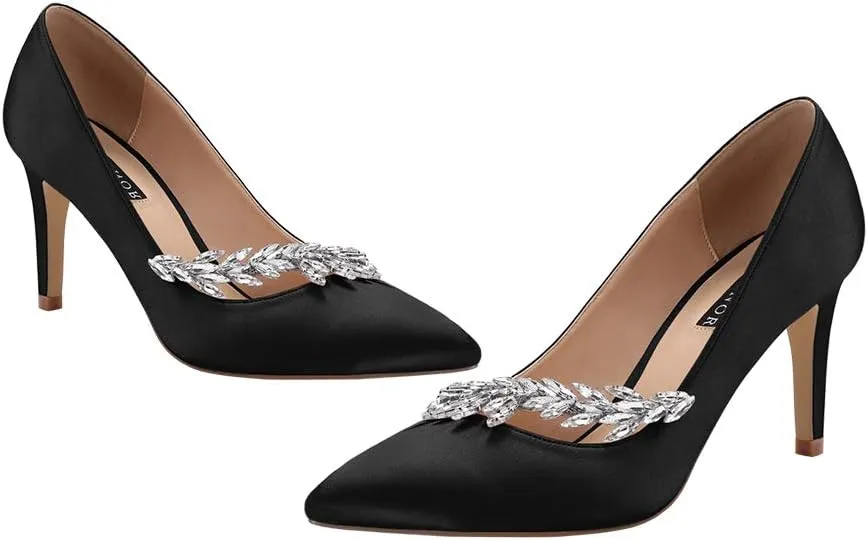ERIJUNOR Pointed Toe Mid Heels Wedding Party Evening Dress Pumps for Women