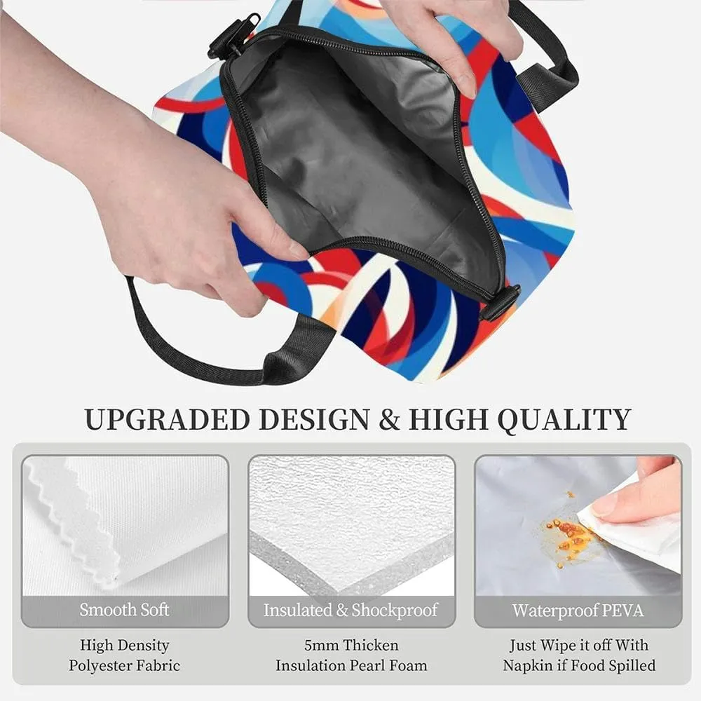 Essence Patterns Insulated Adult Lunch Bag with Shoulder Strap for Women Lightweight Reusable Portable Freezable Lunch Tote Bag for Work Picnic