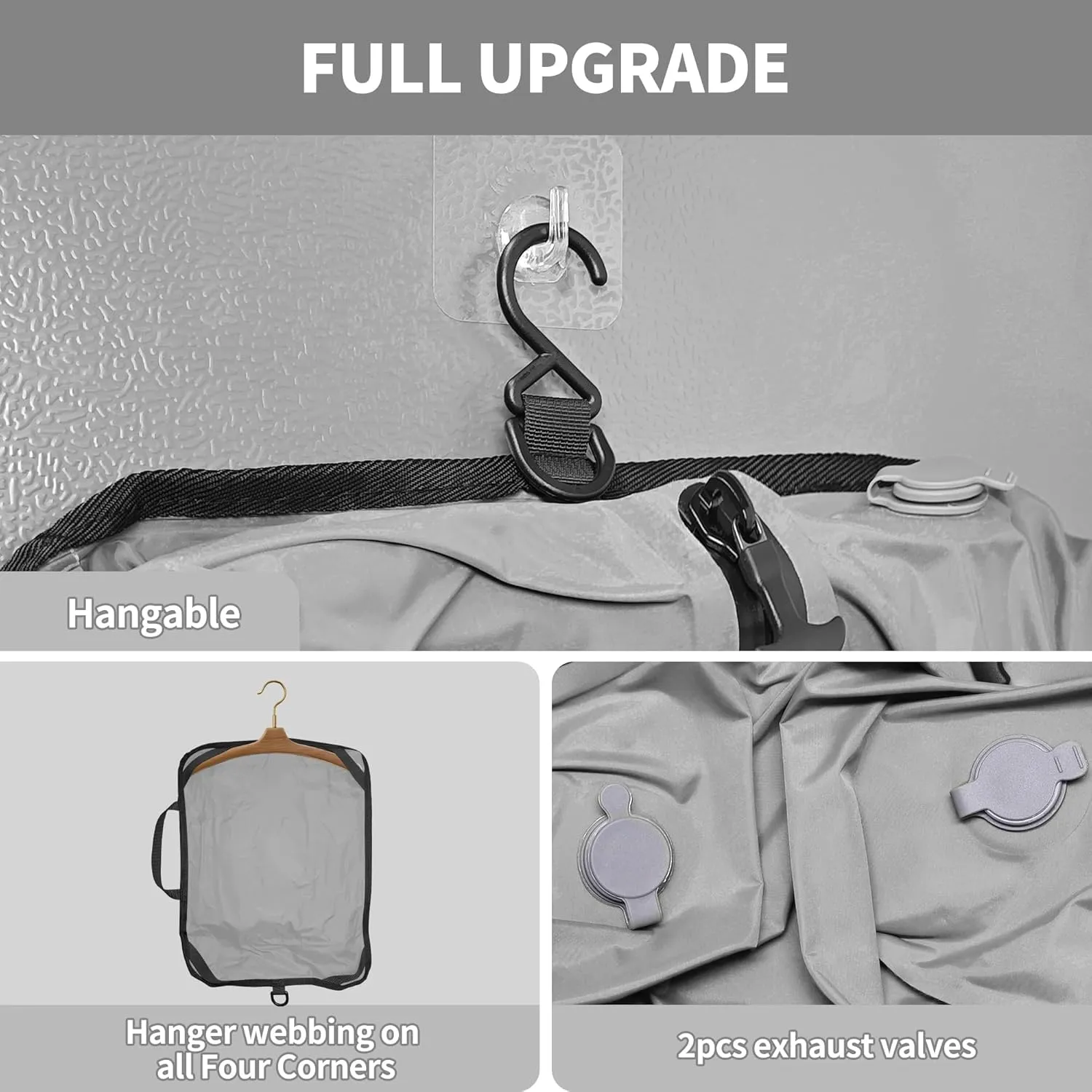 EULANT Reusable Vacuum Bags for Travel,Waterproof Professional IP67 Zipper Reusable Vacuum Compression Bags,Space Saver Bags for Suitcases Backpack(No Pump)
