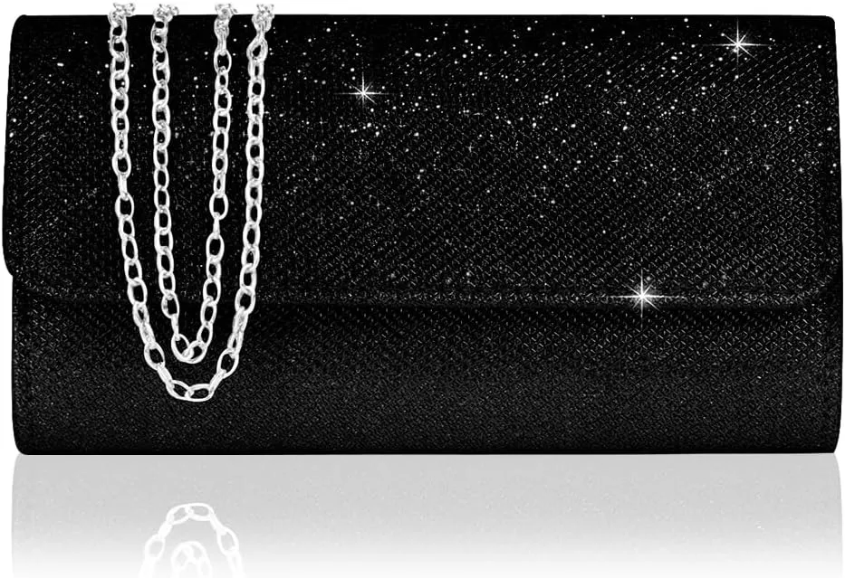 Evening Bag Clutch Purses for Women, Rhinestones Purse, Sparkling Envelope Evening Bag with Detachable Chain
