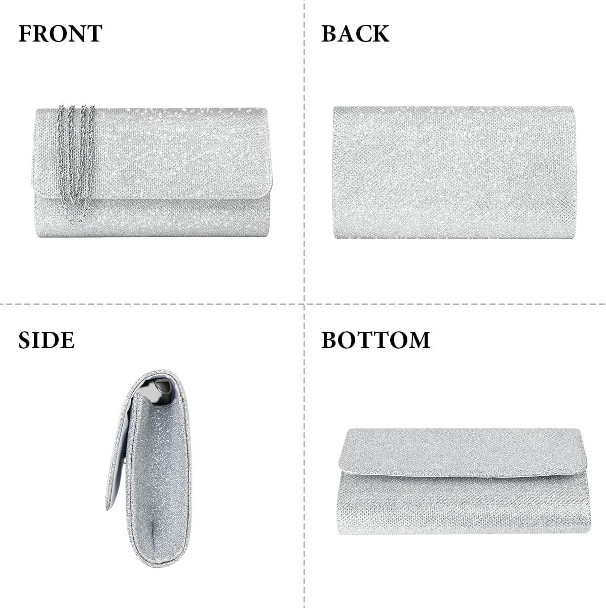 Evening Bag Clutch Purses for Women, Rhinestones Purse, Sparkling Envelope Evening Bag with Detachable Chain