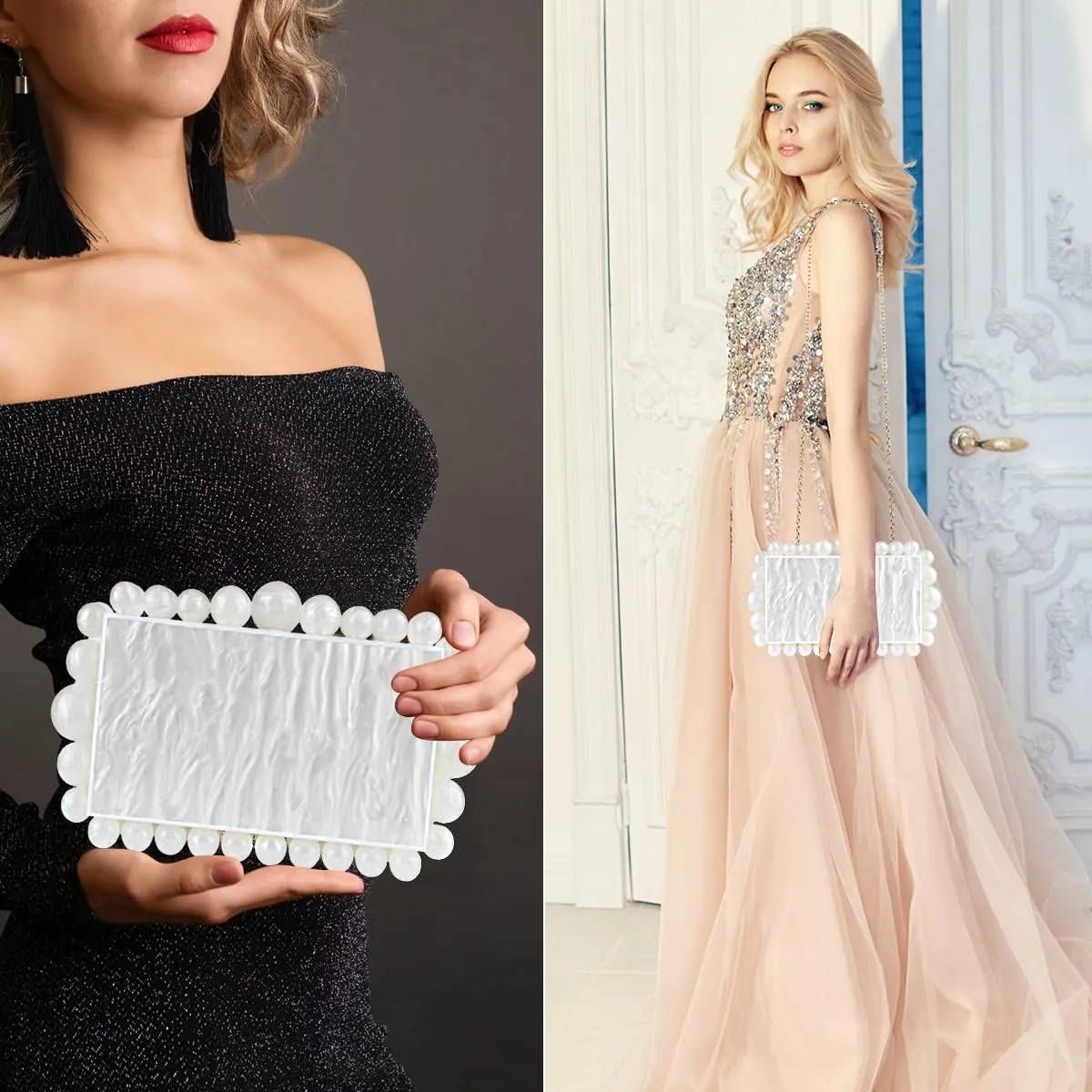 Evening Bag Clutch Purses for Women, Rhinestones Purse, Sparkling Envelope Evening Bag with Detachable Chain